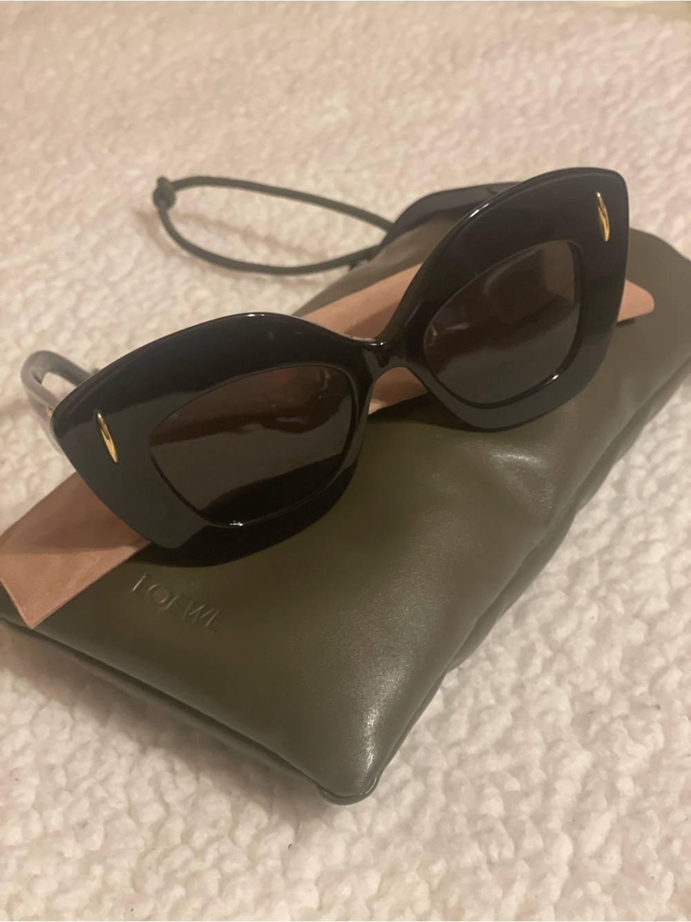 Loewe Black Cat-Eye Sunglasses with Gold Accents LW401271